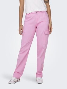 NWT ONLY MANGA ($75) Pink Cargo Utility 100% Cotton Pants Sz M Straight Leg